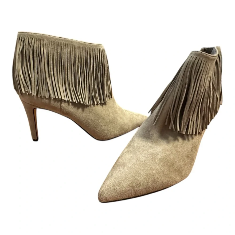 Sam Edelman, 8, Grey Suede Fringe Stiletto‎ Ankle Boots